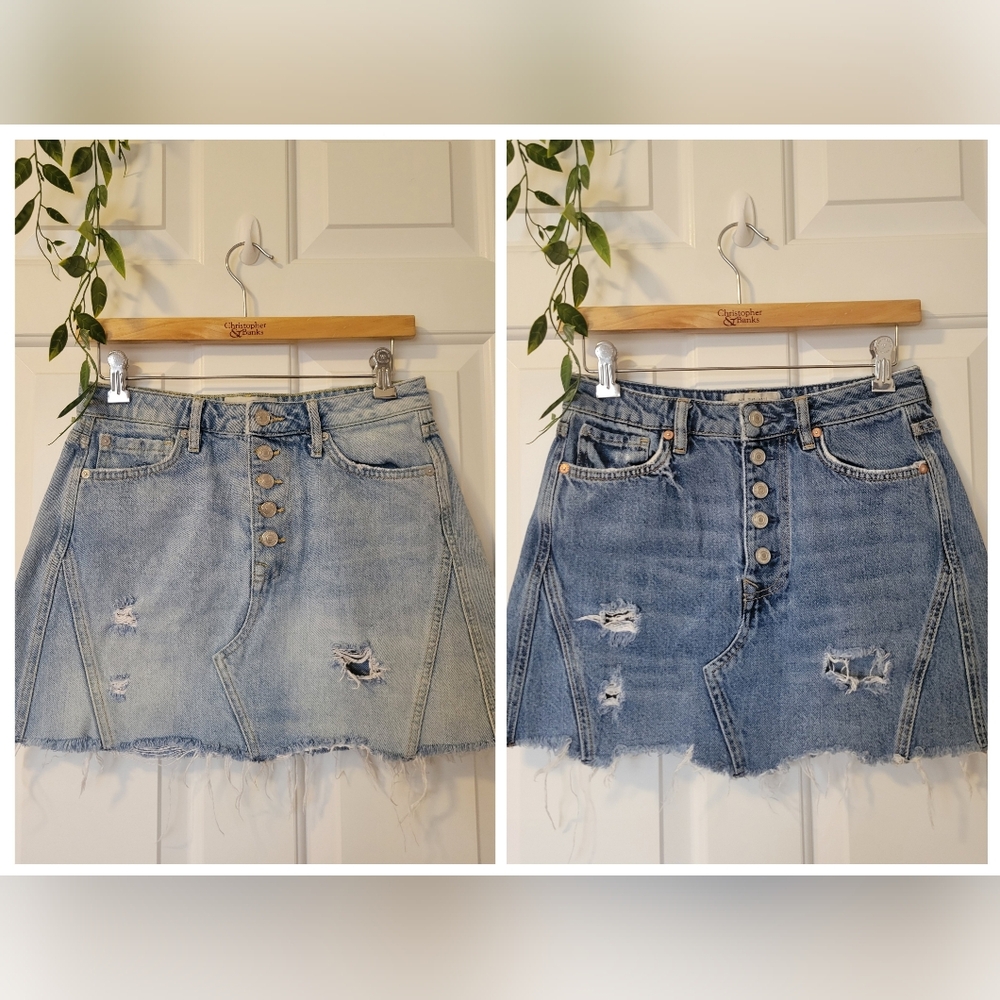 BUNDLE We the Free Button Fly Distressed Mini Skirts